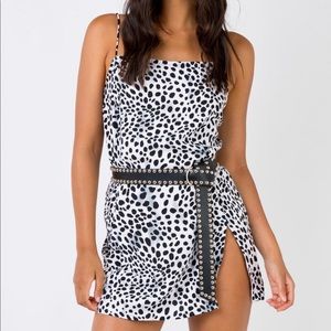 MOTEL DATISTA SLIP MINI DRESS DALMATIAN
